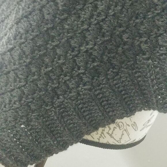 Handmade Crocheted Warm Simple Dark Grey Poncho S/M - Picture 4 of 7